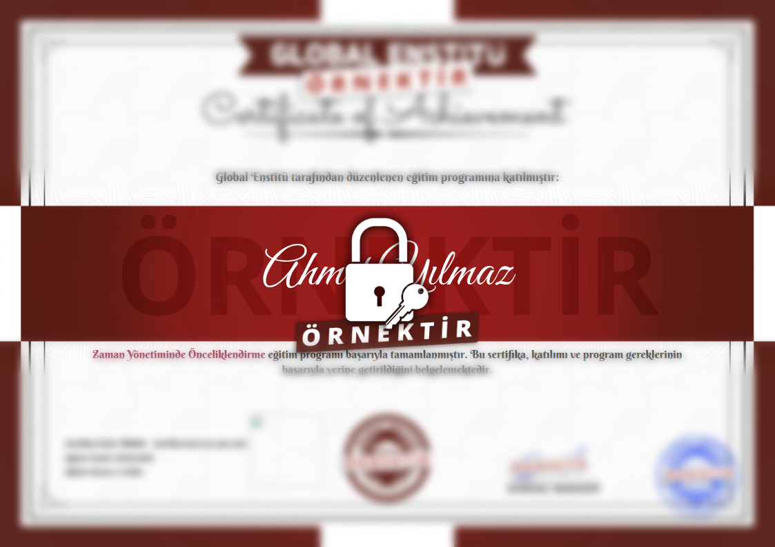 Örnek Zaman Yönetiminde Önceliklendirme Sertifikası
